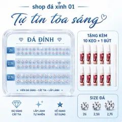 Sỉ 500 Viên Đá Đính- loại Chân Bằng-2li, 2,5li, 2,7li - kèm dụng cụ tự đính tại nhà- đá đính trang trí