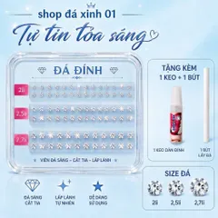 sỉ 5 combo 20 viên đá đính-loại chân bằng- size 2li, 2,5li 2,7 li tặg kèm dụng cụ tự đính đơn giản- đá đính trang trí