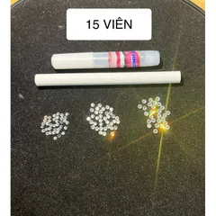 Set 15 viên đá đính răng kèm keo dán và bút , có hướng dẫn tự đính