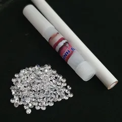bộ 5 viên đá cz zirconia chân nhọn đính  kèm keo dán và bút [phải khoan sẵn lỗ]