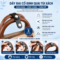 Combo 2 Dây Buộc Thu Ngắn Dây Da Túi Xách, Cố Định Quai Túi Có Cúc Bấm Tiện Lợi Cho Dây Túi Dài