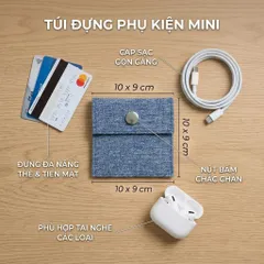 Túi Đựng Mini Có Nút Bấm – Đựng Thẻ, Tai Nghe, Cáp Sạc, Nhỏ Gọn Tiện Lợi