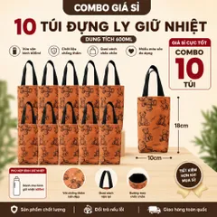Combo Giá Sỉ 10 Túi Đựng Ly Giữ Nhiệt 600ml , Kích Thước 18x10cm