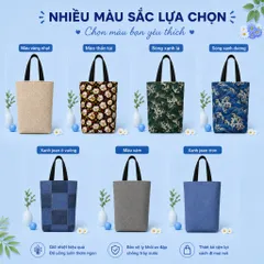 Túi Đựng Ly giữ nhiệt 1200ml Thiết Kế Riêng Cho Ly Có Tay Cầm Liền , Chất Liệu Simili In Họa Tiết