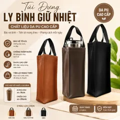 Túi Đựng Ly Bình Giữ Nhiệt Từ 500ml Tới 1500ml Chất Liệu Da PU