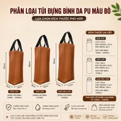 Túi Đựng Ly Bình Giữ Nhiệt Từ 500ml Tới 1500ml Chất Liệu Da PU