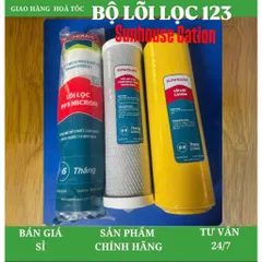 Bộ 3 lõi lọc nước 123 Cation Sunhouse khử nước nhiễm phèn, đá vôi, nước máy chứa clo. 805384