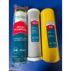 Bộ 3 lõi lọc nước 123 Cation Sunhouse khử nước nhiễm phèn, đá vôi, nước máy chứa clo. 805384