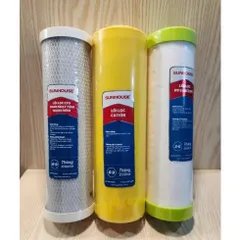Bộ 3 lõi lọc nước 123 Cation Sunhouse khử nước nhiễm phèn, đá vôi, nước máy chứa clo. 805384