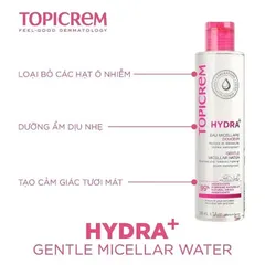 Nước Tẩy Trang Dịu nhẹ Topicrem Dành Cho Da Khô & Nhạy Cảm Hydra+ Gentle Micellar Water 200/400ml