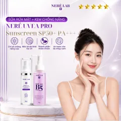 Bộ đôi NERÉ Sữa rửa mặt, Kem chống nắng SPF50+ PA+++, Làm sạch dịu nhẹ, Chống nắng phổ rộng, Bảo vệ da trước tia UV