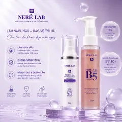 Bộ đôi NERÉ Sữa rửa mặt, Kem chống nắng SPF50+ PA+++, Làm sạch dịu nhẹ, Chống nắng phổ rộng, Bảo vệ da trước tia UV