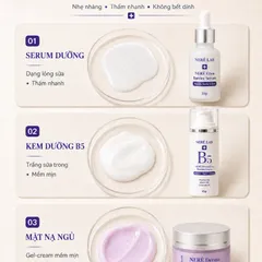 Bộ dưỡng da NERÉ Serum, Kem dưỡng, Mặt nạ ngủ, Chăm sóc da căng mướt rạng rỡ, Cấp ẩm chuyên sâu, Phục hồi da
