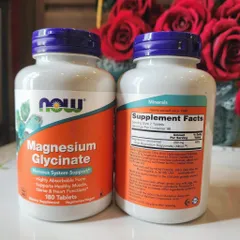 💊 NOW Magnesium Glycinate 200mg hỗ trợ giấc ngủ, giảm căng thẳng, chính hãng 180 viên