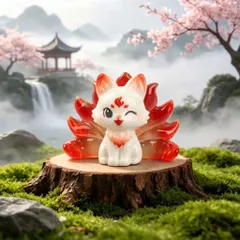 Bộ 6 hồ ly ngũ sắc bằng nhựa cao cấp kích thước 4,5cm*3,7cm deco may mắn, thu hút tài lộc,tình duyên