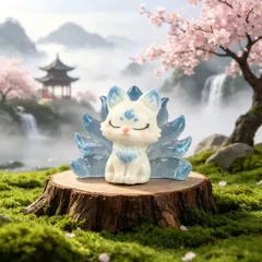 Bộ 6 hồ ly ngũ sắc bằng nhựa cao cấp kích thước 4,5cm*3,7cm deco may mắn, thu hút tài lộc,tình duyên