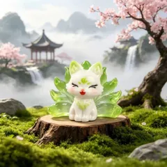 Bộ 6 hồ ly ngũ sắc bằng nhựa cao cấp kích thước 4,5cm*3,7cm deco may mắn, thu hút tài lộc,tình duyên