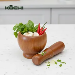 Cối chày gỗ Cao Cấp KOCHI – Sấy khô, chống mốc Giã mạnh, an toàn cho mọi gian bếp