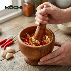Cối chày gỗ Cao Cấp KOCHI – Sấy khô, chống mốc Giã mạnh, an toàn cho mọi gian bếp