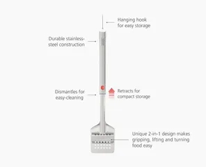 Kẹp lật thức ăn nướng Joseph Joseph 2000010 GrillOut™ Stainless-Steel BBQ Turner Tongs with Extending Handle