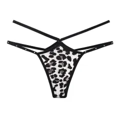 Quần Lót Lọt Khe Sexy Dây Cạp Chéo Đính Đá Lấp Lánh Gợi Cảm Thanh Lịch Quần Chip Nữ Da Báo Quyến Rũ - T363 Đen
