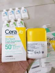 Sữa Chống Nắng Cerave Invisible Dry Touch Fluid Sunscreen SPF50+ PA++++ Giảm Dầu Mỏng Nhẹ Khô Thoáng 50ml
