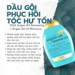 HSD 02.2027 Dầu Gội OGX Argan Oil Giúp Phục Hồi Tóc Hư Tổn 385ml Renewing - cherry blossom shampoo 807117