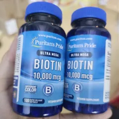 Viên uống Puritan's Pride Ultra Mega Biotin 10000 mcg |100 viên| Thúc đẩy trao đổi chất & Hỗ trợ phục hồi nhanh các vấn đề về tóc/da/móng [S/P Chuẩn Mỹ]