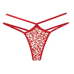 Quần Lót Lọt Khe Sexy Dây Cạp Chéo Đính Đá Lấp Quần Chip Nữ Da Báo  - T363 Đỏ