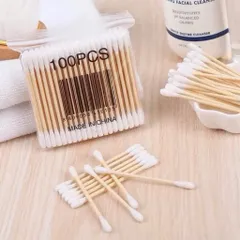 Combo 5 gói Tăm bông ngoáy tai 100 que thân gỗ tăm bông ráy tai nặn mụn(thân thiện với môi trường) 807441