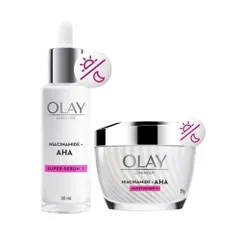 Combo Olay Luminous Niacinamide + AHA Moisturiser Giúp Trắng Da Mờ Thâm Nám [hàng nhập khẩu]