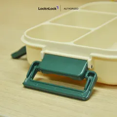 LocknLock Hộp Cơm Nhựa 4 Ngăn LCB951- 1L, Gioăng Silicone, Kèm Dĩa