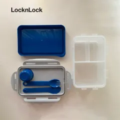 Hộp Cơm LocnLock TOGO Nhựa PP Chia 3 Ngăn Kèm Dao, Muỗng, Hộp Sốt HPL817 -1L