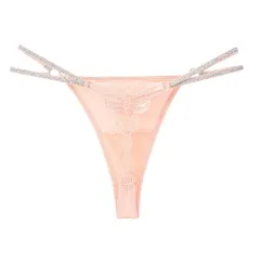 Quần Lót Lọt Khe Sexy Họa Tiết Bướm Quần Chip Nữ Phối Dây Lấp Lánh – T359 Nude