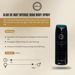 Xịt Khử Mùi Toàn Thân Hương Nước Hoa Armaf Club De Nuit  Women/Man 200ml - Chính Hãng 808632
