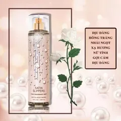 FULL SIZE SATIN SLIPPERS - Xịt thơm Body Mist Bath and Body 236ml hương hoa thơm mát 808686