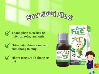 Siro Cảm Cúm Smartbibi Flu C Giúp Giảm Đau Rát Họng, Viêm Họng Do Cảm Lạnh, Cảm Cúm Cho Bé TPBVSK 100ml