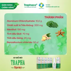 Xịt khử mùi Trapha Spray (Chai 50ml) Giúp khử mùi hôi, giảm tiết mồ hôi và giúp giữ khô thoáng cho vùng nách