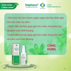 Xịt khử mùi Trapha Spray (Chai 50ml) Giúp khử mùi hôi, giảm tiết mồ hôi và giúp giữ khô thoáng cho vùng nách