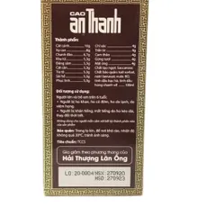 Cao An Thanh (Chai 100ml) Hỗ trợ bổ phổi, giảm ho, giảm đau rát họng, giảm khản tiếng do ho kéo dài hoặc viêm họng.
