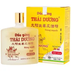 Dầu Gừng Thái Dương (Chai 24ml) giúp giảm đau nhức, cảm lạnh và giữ ấm cơ thể.