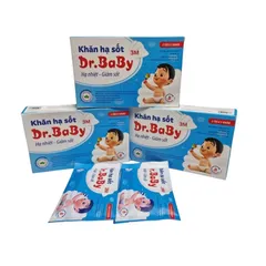 Khăn lau hạ sốt Dr Baby (Hộp 10 khăn) Giúp hạ nhiệt, giảm sốt nhanh chóng.