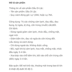 Dầu Di Lặc (Chai 7ml) Giúp giảm cảm lạnh, đau đầu, đau bụng, ngứa do côn trùng cắn, bầm tím…