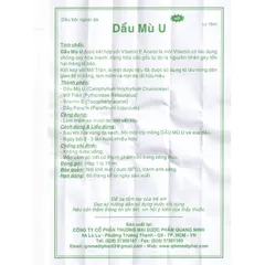 Dầu Mù U Quang Minh (Chai 15ml) Giúp làm lành vết thương, mau liền da, liền sẹo, bỏng, u nhọt, ghẻ lở.