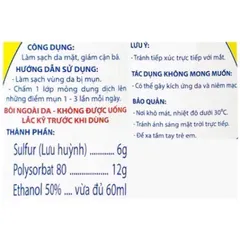 DUNG DỊCH CHĂM SÓC DA (Chai 60ml) Giúp sạch mụn trứng cá.
