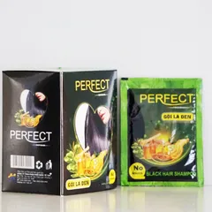 Gội là Đen Perfect (Hộp 10 gói x 25ml) giúp làm đen tóc mà không gây hại cho da.