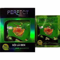Gội là Đen Perfect (Hộp 10 gói x 25ml) giúp làm đen tóc mà không gây hại cho da.