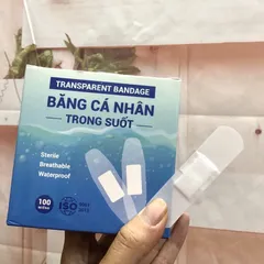 BĂNG CÁ NHÂN TRONG SUỐT LIWORLDCO (Hộp 100 miếng) Băng thông thoáng, độ dính cao, co dãn tốt