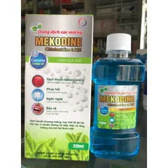 Nước Súc Miệng MEKODINE (Chai 220ml) giúp kháng khuẩn miệng, họng, ngăn ngừa và khử mùi hôi.