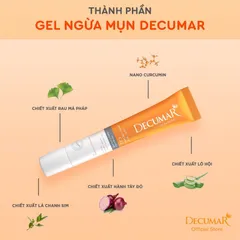 Decumar Gel ngừa mụn Nano Curcumin (Tuýp 20g) Hỗ trợ giảm mụn, làm mờ thâm, kiểm soát nhờn, tái tạo và cấp ẩm cho da.